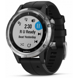 fenix 5 Plus GPS Watch - Glass - Silver with Black Band