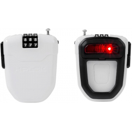 HIPLOK FLX WEARABLE RETRACTABLE COMBINATION LOCK WITH INTEGRATED REAR LIGHT: WHITE